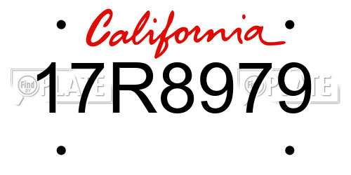 17R8979 California License Plate