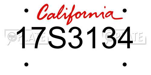 17S3134 California License Plate
