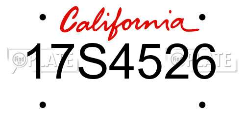 17S4526 California License Plate