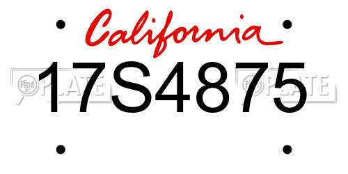 17S4875 California License Plate