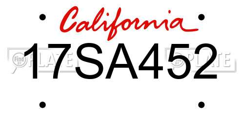 17SA452 California License Plate