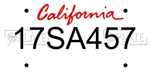 17SA457 California License Plate