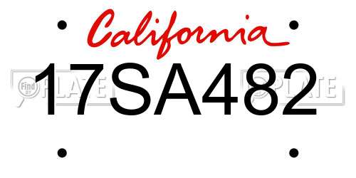 17SA482 California License Plate