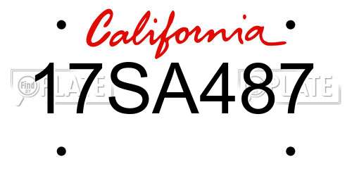 17SA487 California License Plate