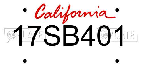 17SB401 California License Plate
