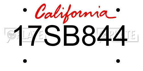 17SB844 California License Plate