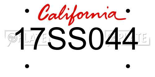 17SS044 California License Plate