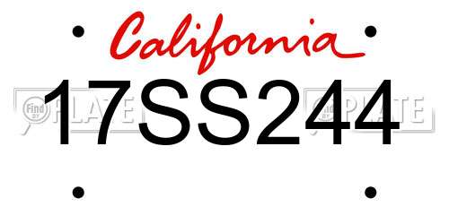 17SS244 California License Plate