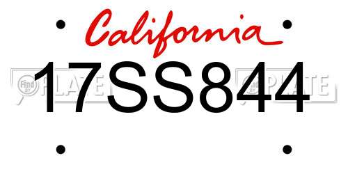 17SS844 California License Plate