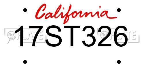 17ST326 California License Plate