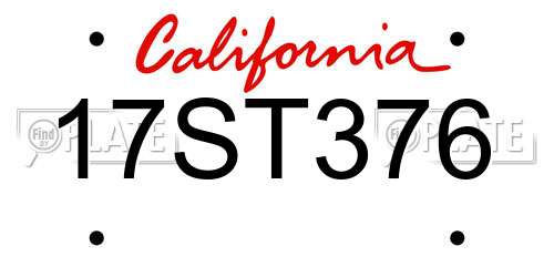 17ST376 California License Plate