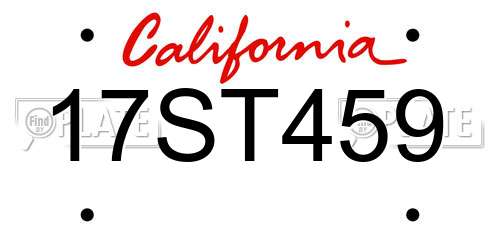 17ST459 California License Plate