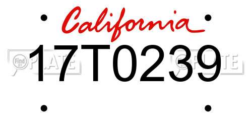 17T0239 California License Plate
