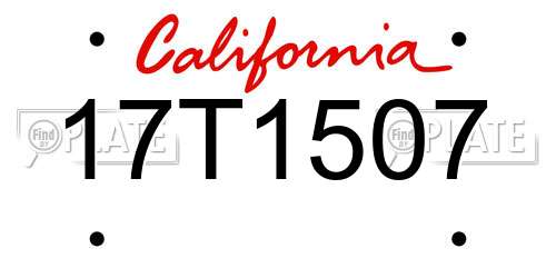17T1507 California License Plate