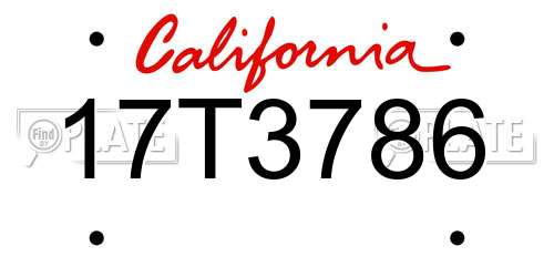 17T3786 California License Plate