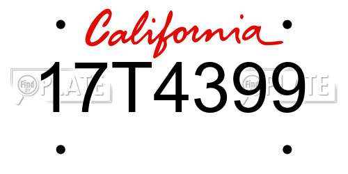 17T4399 California License Plate