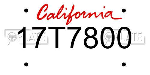 17T7800 California License Plate