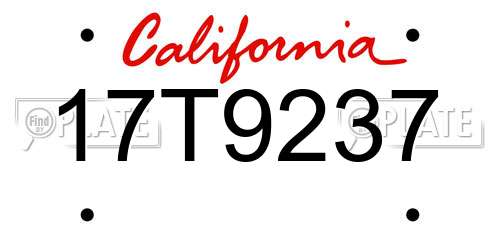17T9237 California License Plate
