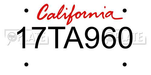 17TA960 California License Plate