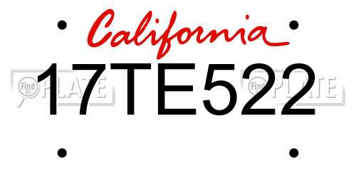 17TE522 California License Plate