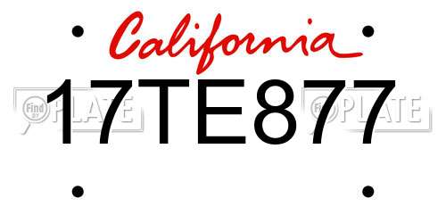 17TE877 California License Plate