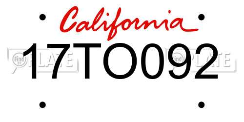 17TO092 California License Plate
