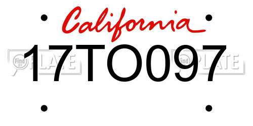 17TO097 California License Plate