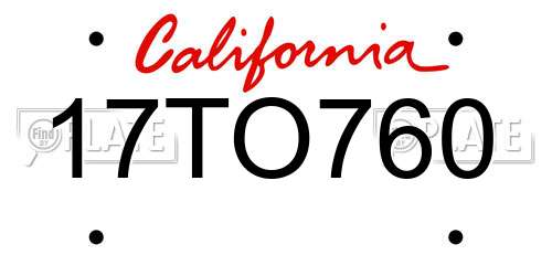 17TO760 California License Plate