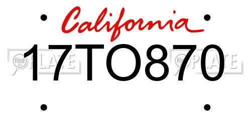 17TO870 California License Plate