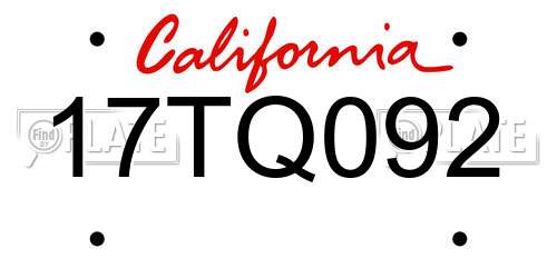 17TQ092 California License Plate