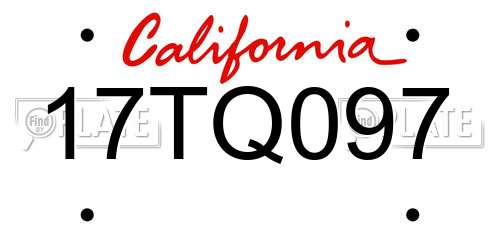17TQ097 California License Plate