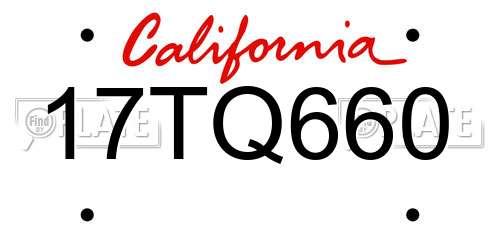 17TQ660 California License Plate
