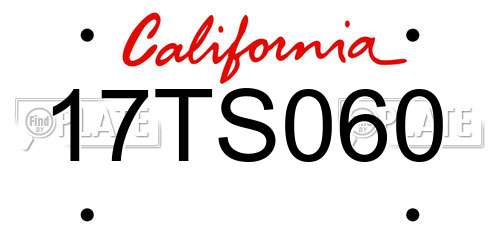 17TS060 California License Plate