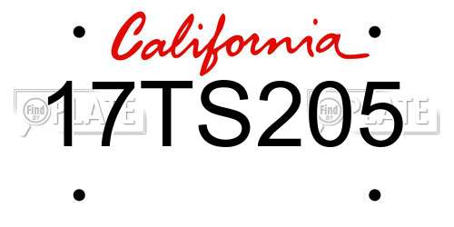 17TS205 California License Plate