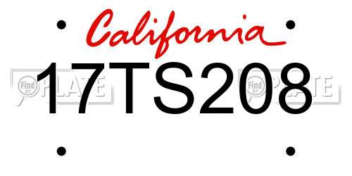 17TS208 California License Plate