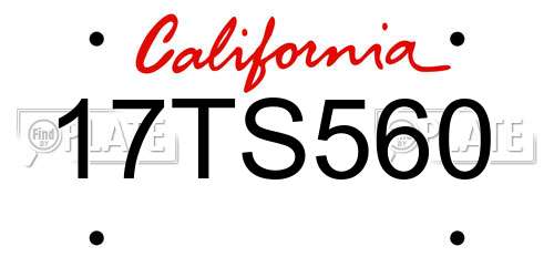 17TS560 California License Plate