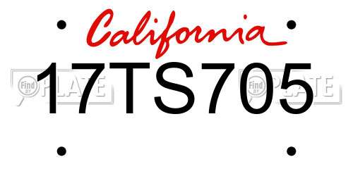 17TS705 California License Plate