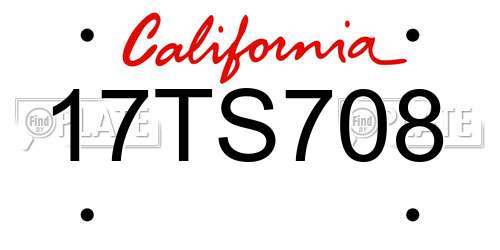 17TS708 California License Plate