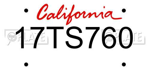 17TS760 California License Plate
