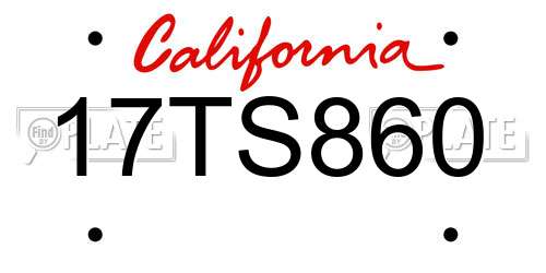 17TS860 California License Plate