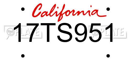 17TS951 California License Plate