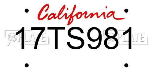 17TS981 California License Plate