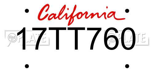 17TT760 California License Plate