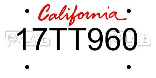 17TT960 California License Plate