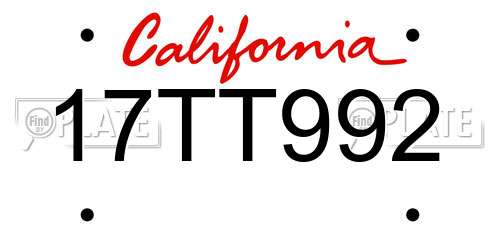17TT992 California License Plate