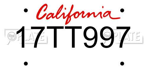 17TT997 California License Plate