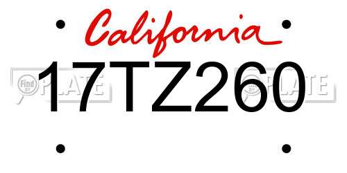 17TZ260 California License Plate