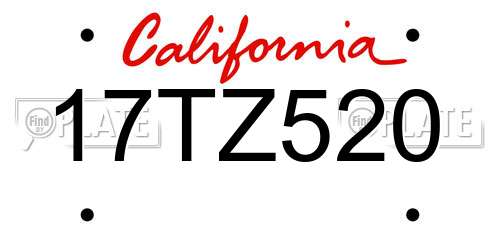 17TZ520 California License Plate