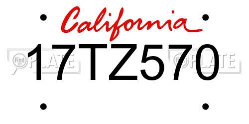 17TZ570 California License Plate