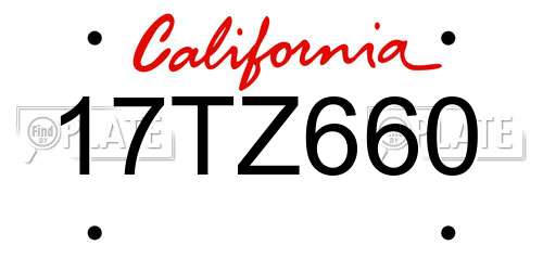 17TZ660 California License Plate